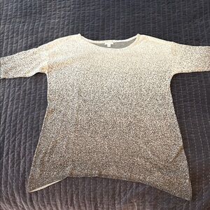 Women's 3/4 Sleeve Tunic Top with black and white ombré gradient